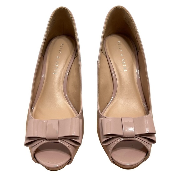 Kelly and Katie Blush Colored Patented Leather 3 1/2” Heels with Bow Size 8.5 - Picture 3 of 13